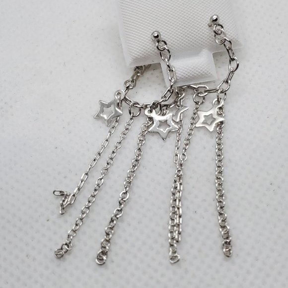 Silver 925 Multiple Wire Dangling Star Earrings - Picture 4 of 9